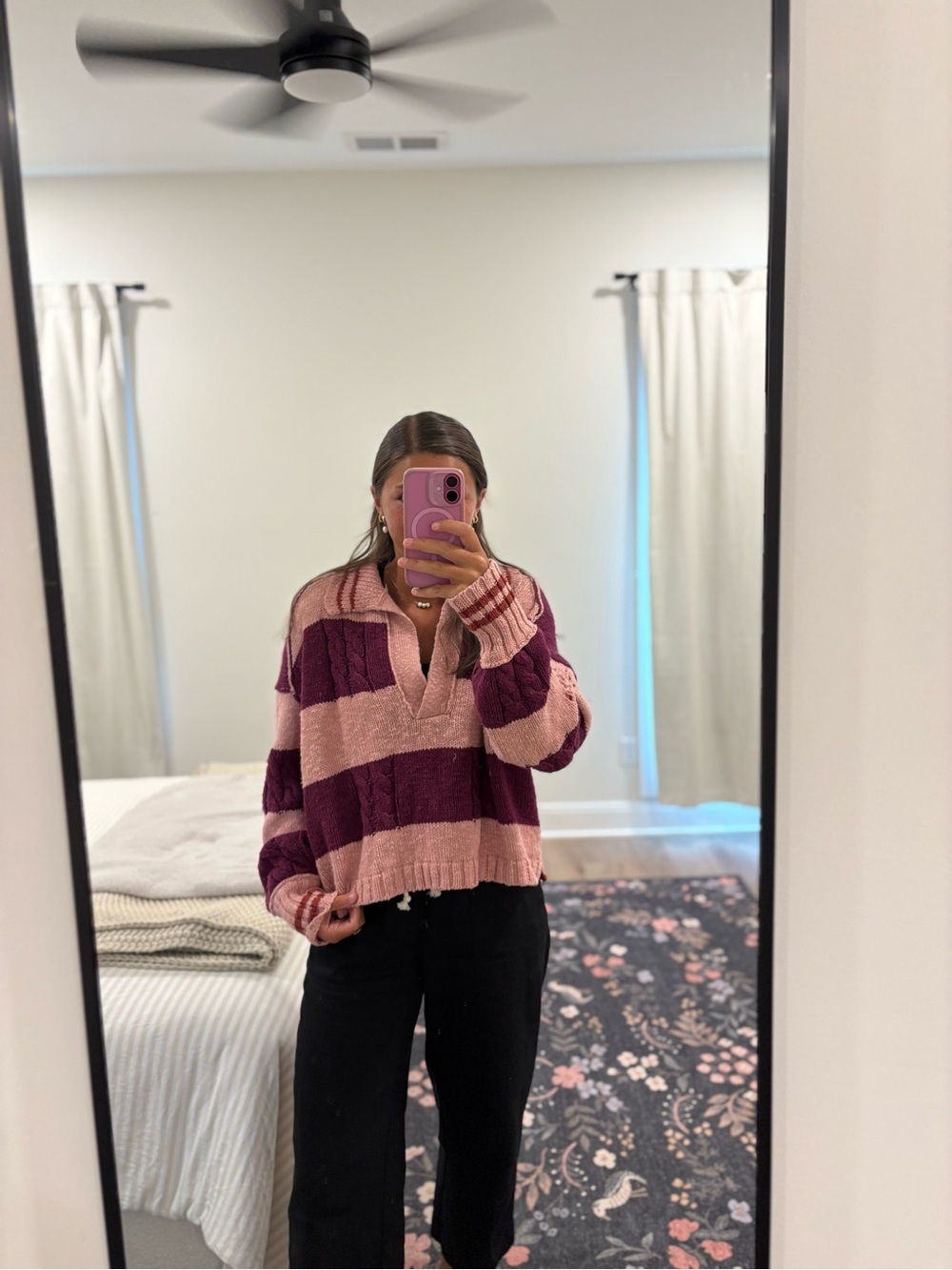 NWT Free People Pembrook Striped Cable Knit Sweater Retails for $148